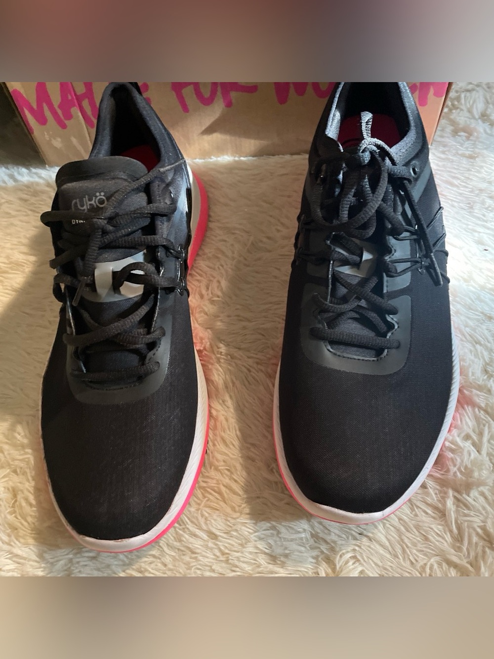 Ryka Women's Black and Pink Athletic Walking Shoes